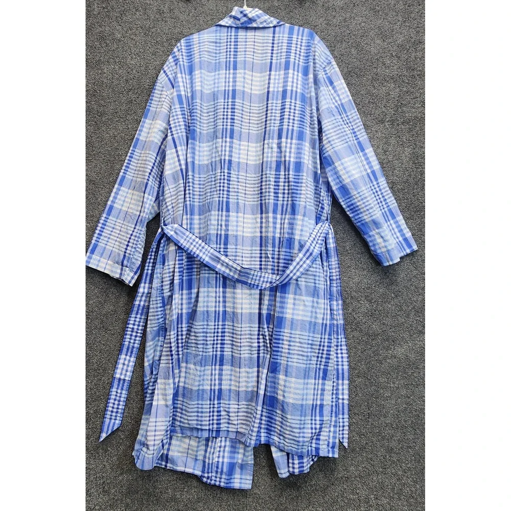 Polo Ralph Lauren Men's Blue Plaid Cotton Shawl Collar Bath Robe L/XL Sleepwear